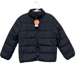 NEW The Children’s Place Black Puffer Jacket Zip Up Water Resistant Boy S 5/6